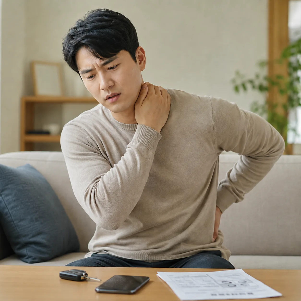 동탄 교통사고 한의원 내원을 고민하는 모습